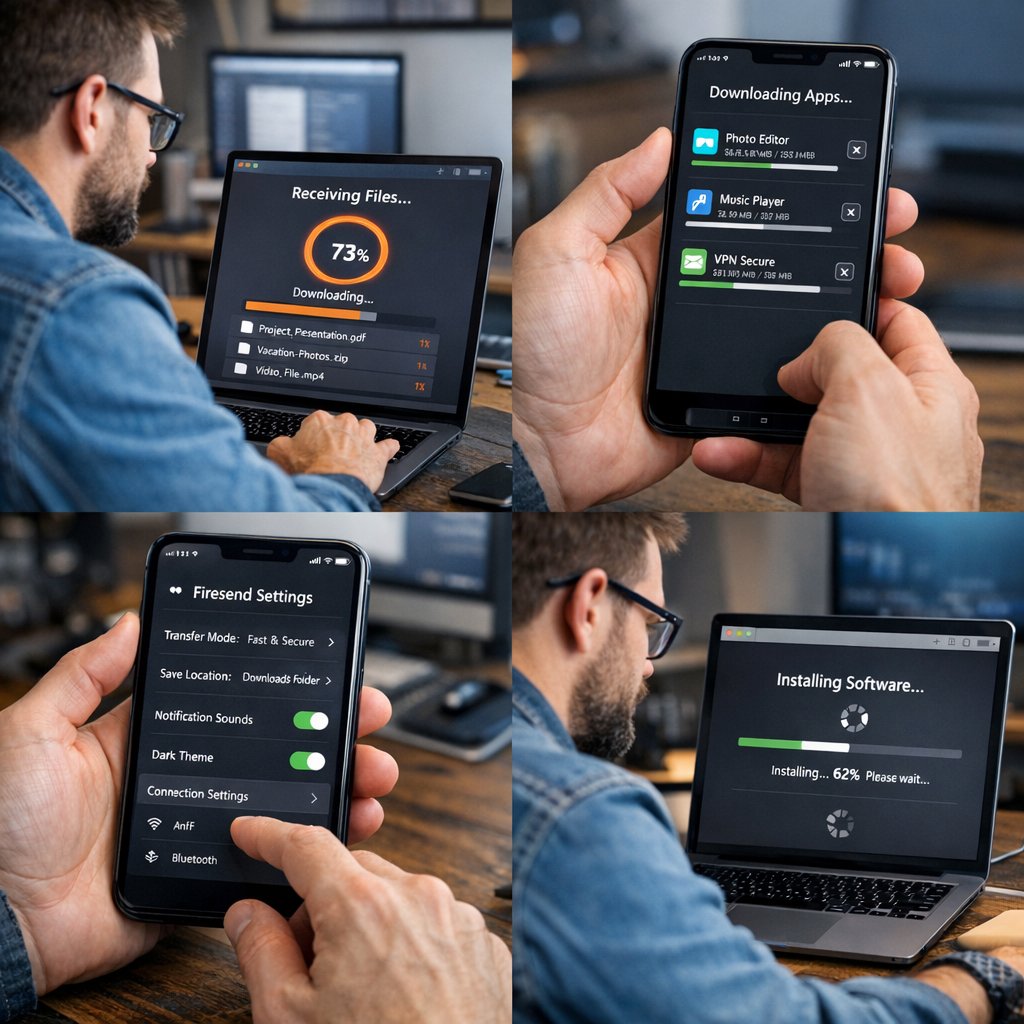 User using Firesend APK for app installation