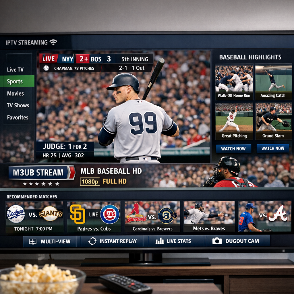Watching baseball via IPTV live stream m3u8