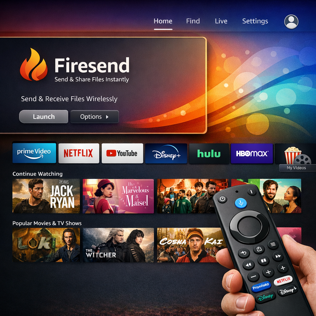 Firesend app on Fire TV interface