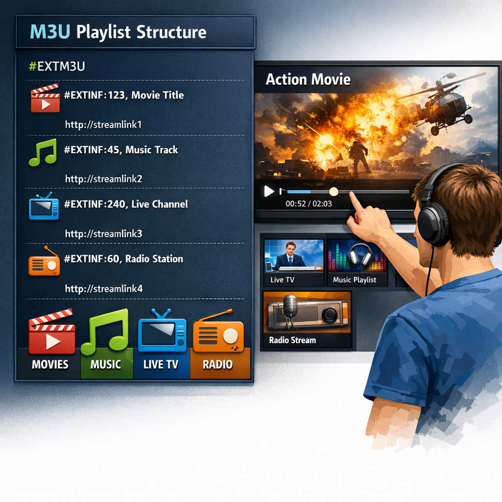M3U playlist types interface
