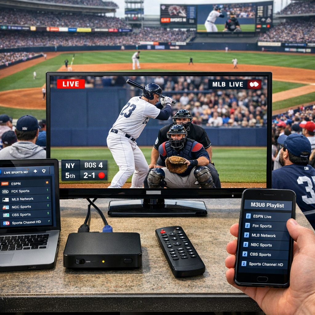 IPTV live stream baseball m3u8 setup