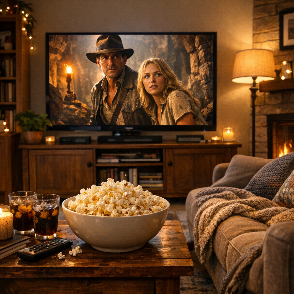 live movie networks in a cozy living room