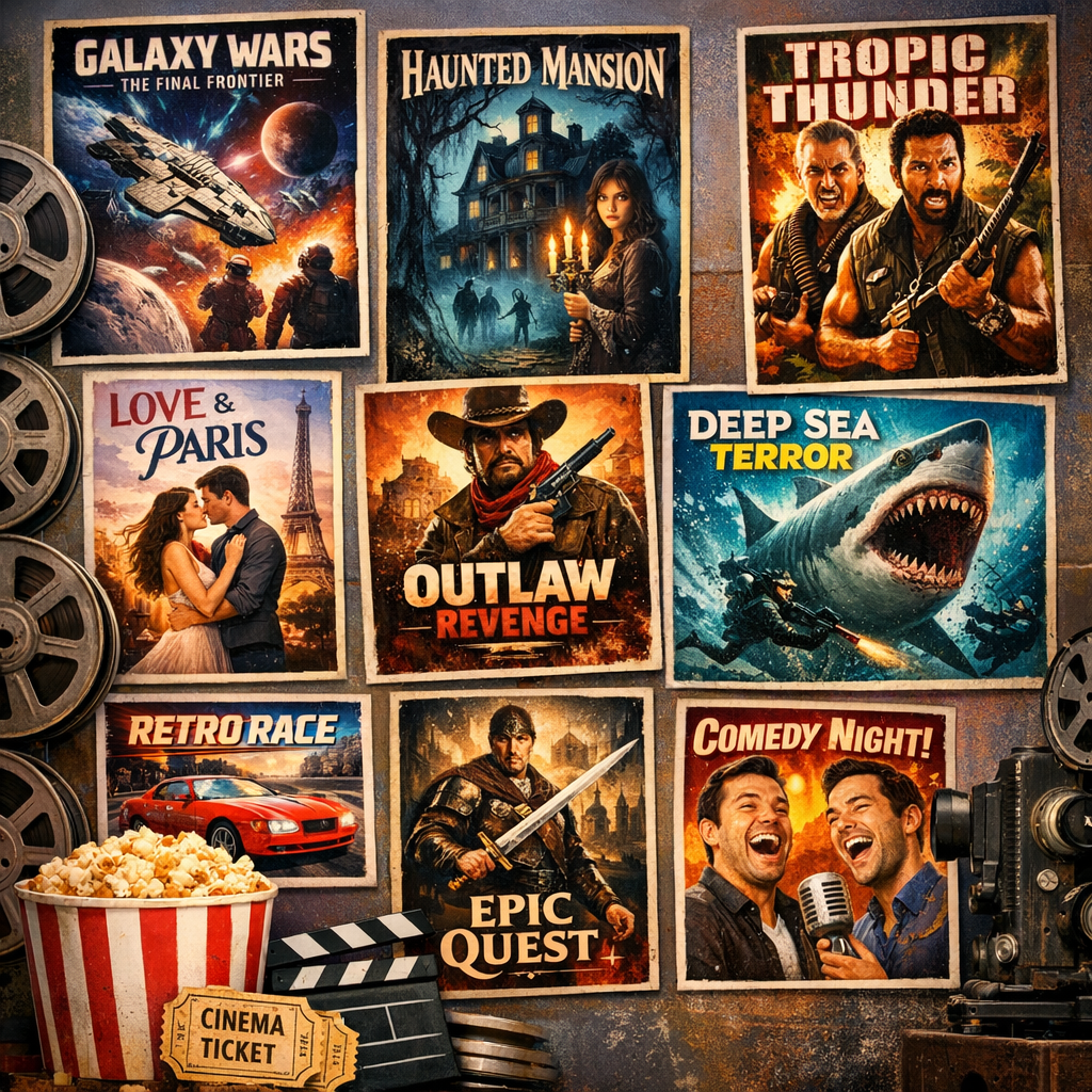 Diverse movie posters representing VOD movies