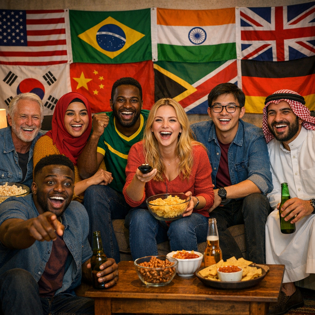 People enjoying Global Live TV in a cozy setting