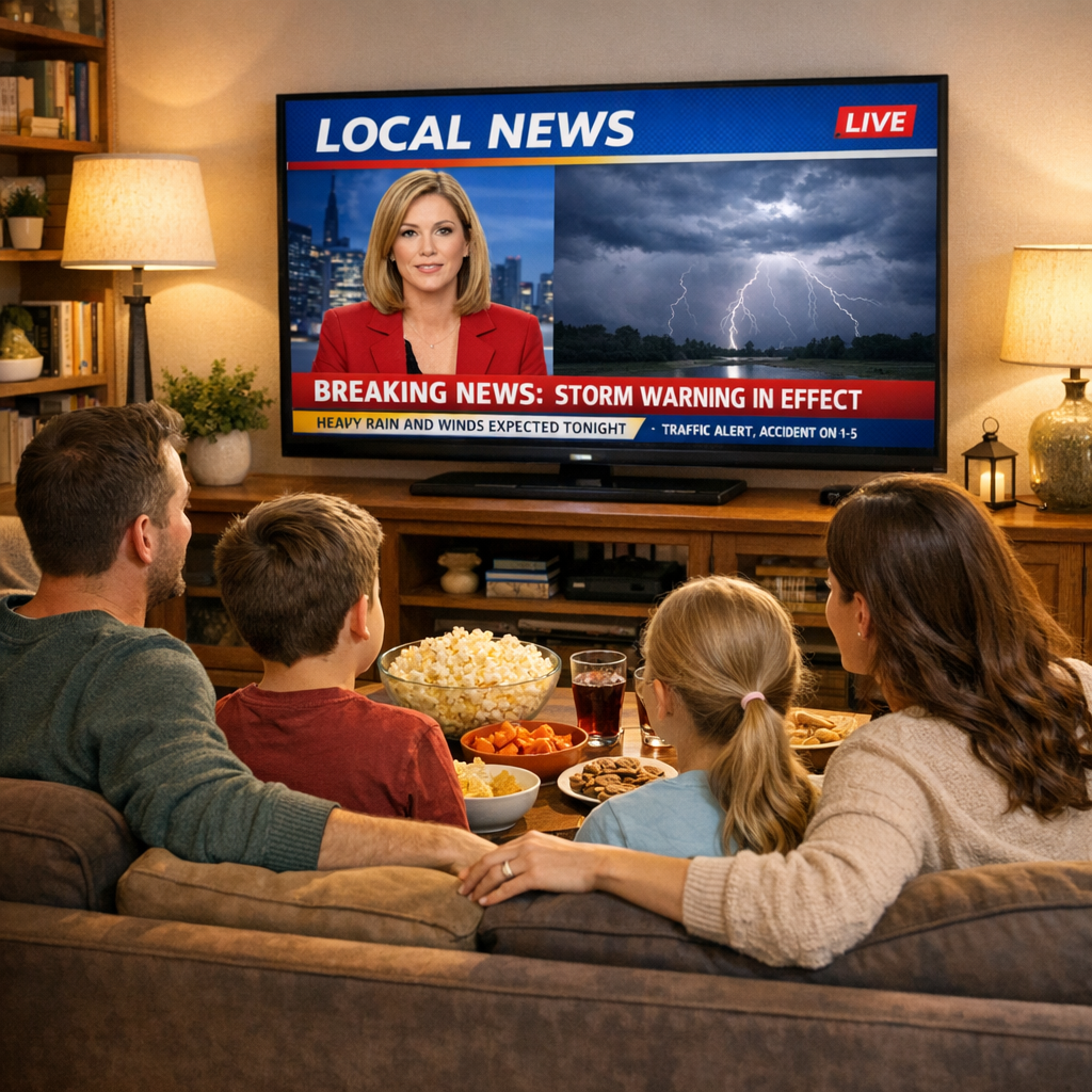Local TV Country-specific channels being watched in a cozy living room