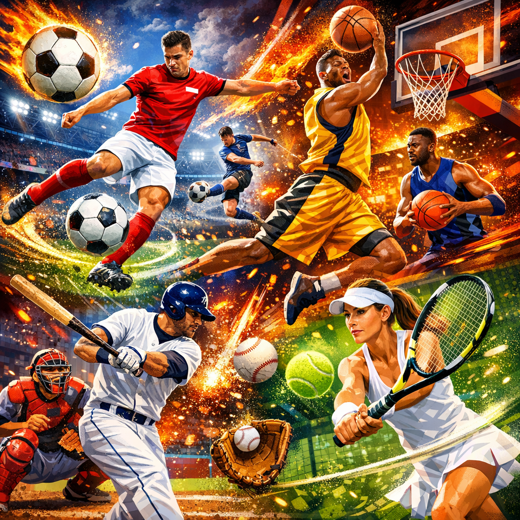 multi-sport mixed sports channels collage