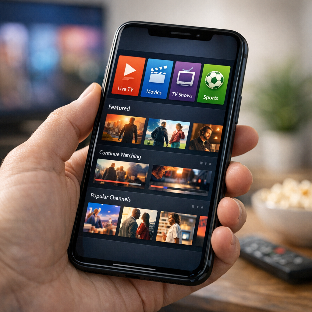 IPTV app interface on a smartphone