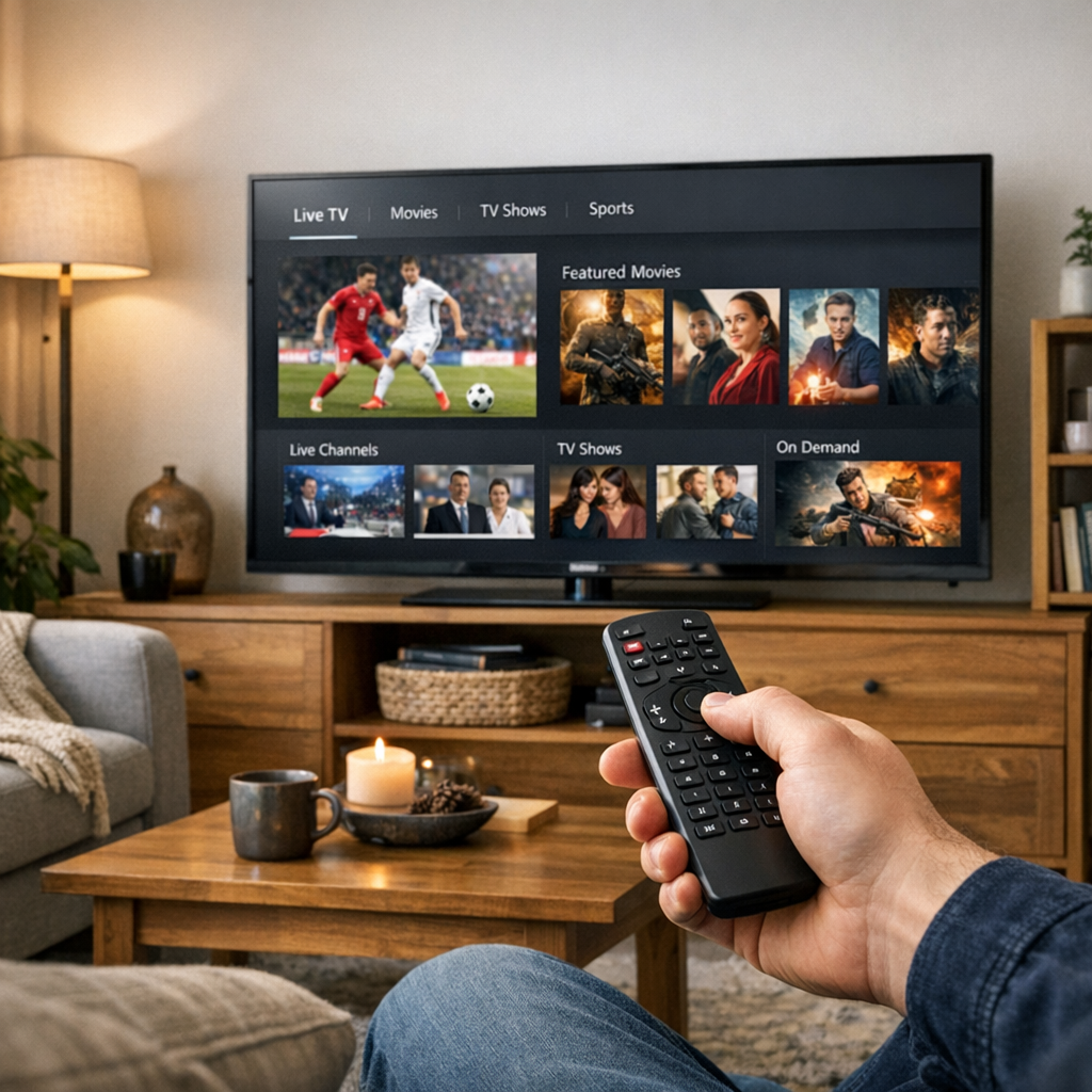 IPTV prompts AI in a modern living room